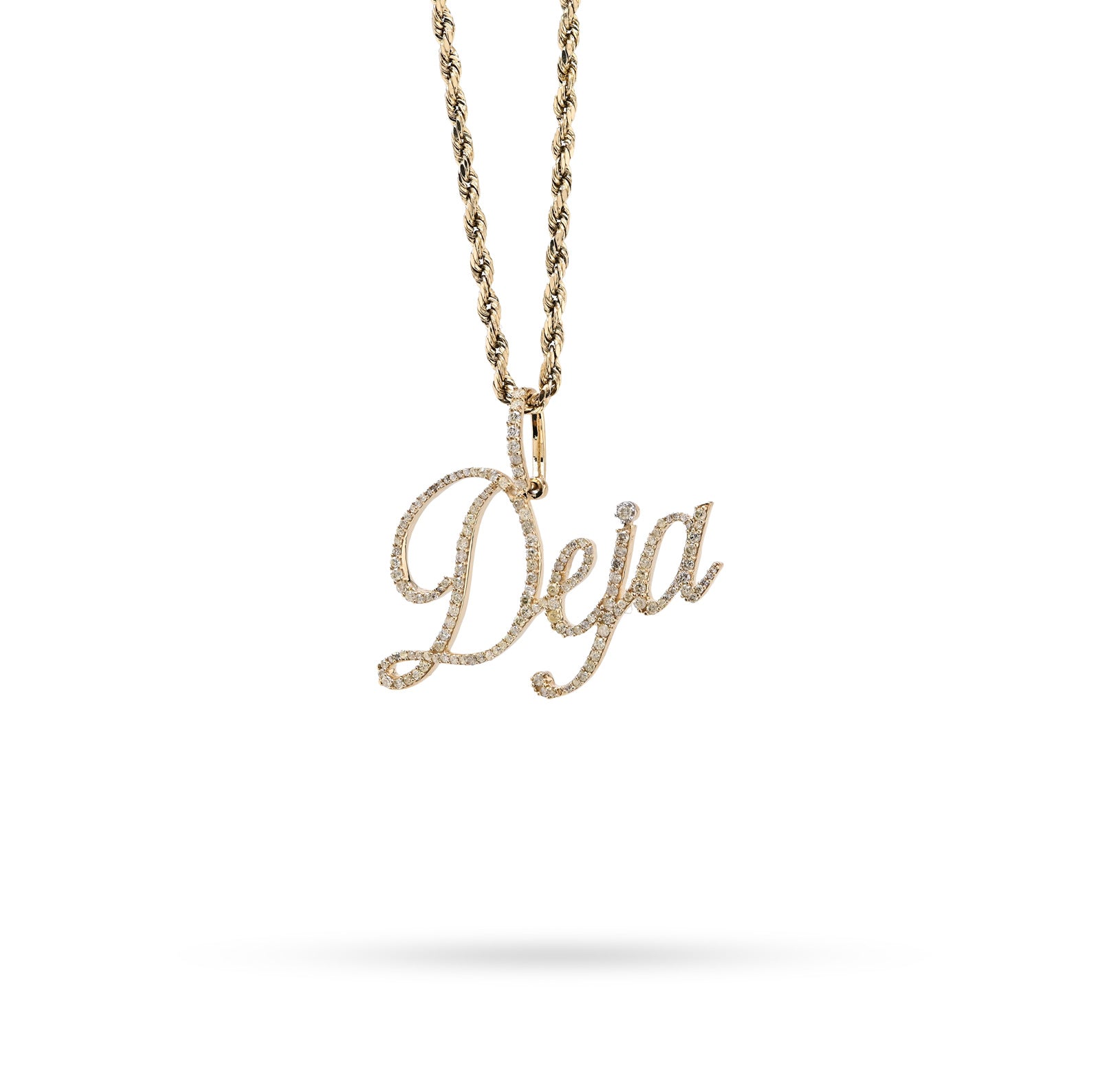 10K Yellow Gold 1 CT Natural Diamond "DEJA" Name Pendant 3 g Charm