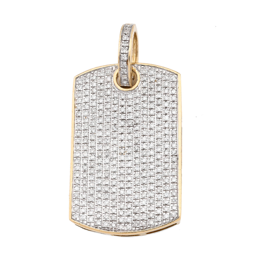 10K Yellow Gold Rectangular 0.65 CT Natural Diamond Charm Men 32.5 MM