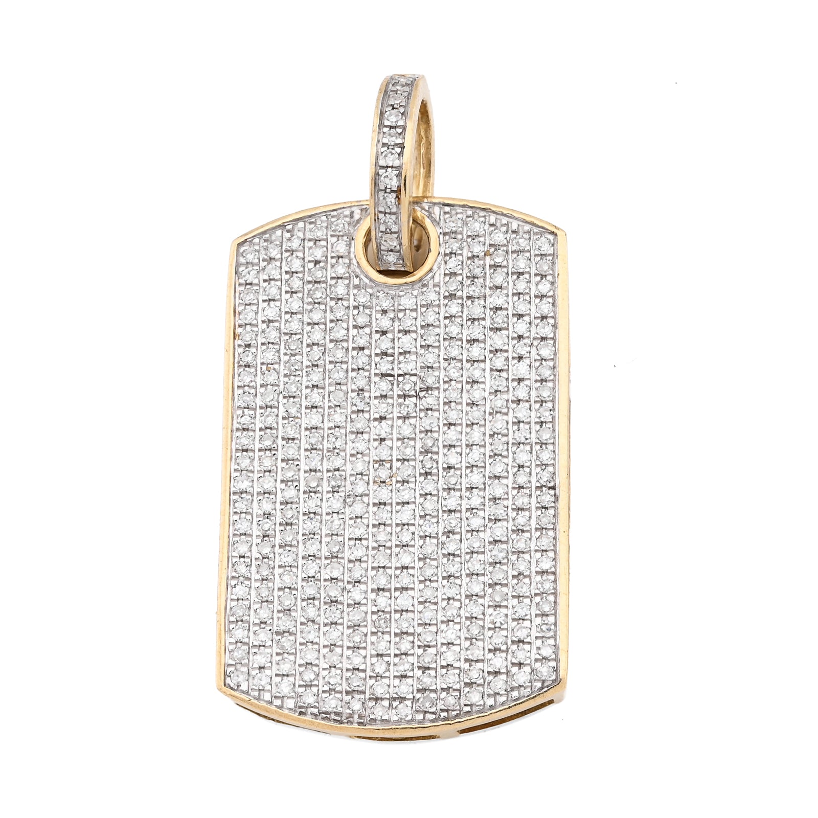 10K Yellow Gold Rectangular 0.65 CT Natural Diamond Charm Men 32.5 MM