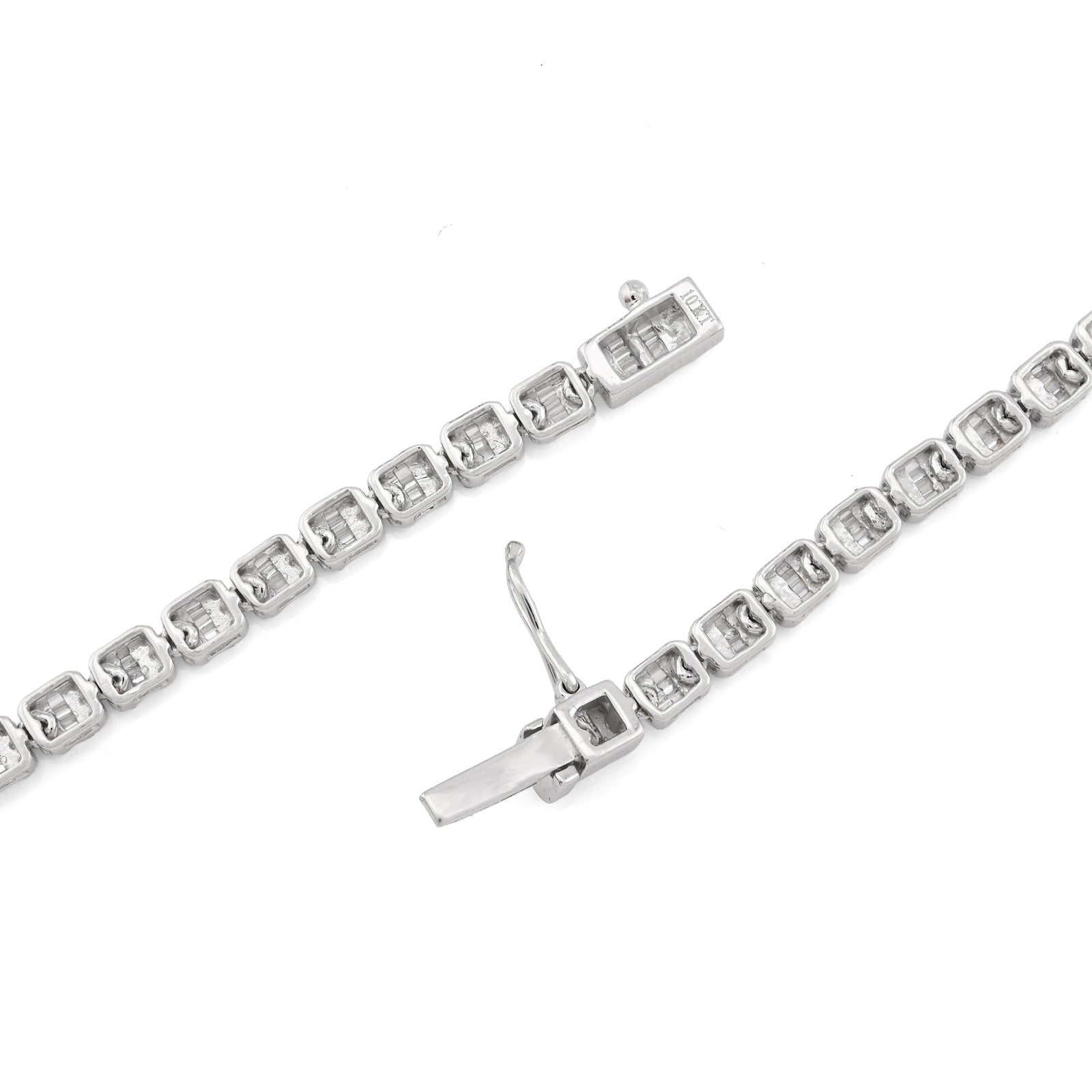10K White Gold 5.48 CT Round & baguette Natural Diamond Butterfly Tennis Chain 18" Women Necklace 26.5 g