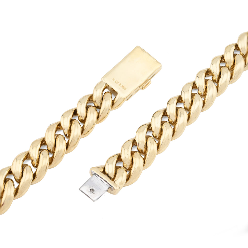 10K Yellow Gold 9.7 CT Natural Diamond Cuban Link Chain 11.5 MM 22" Men Necklace 128.6 g