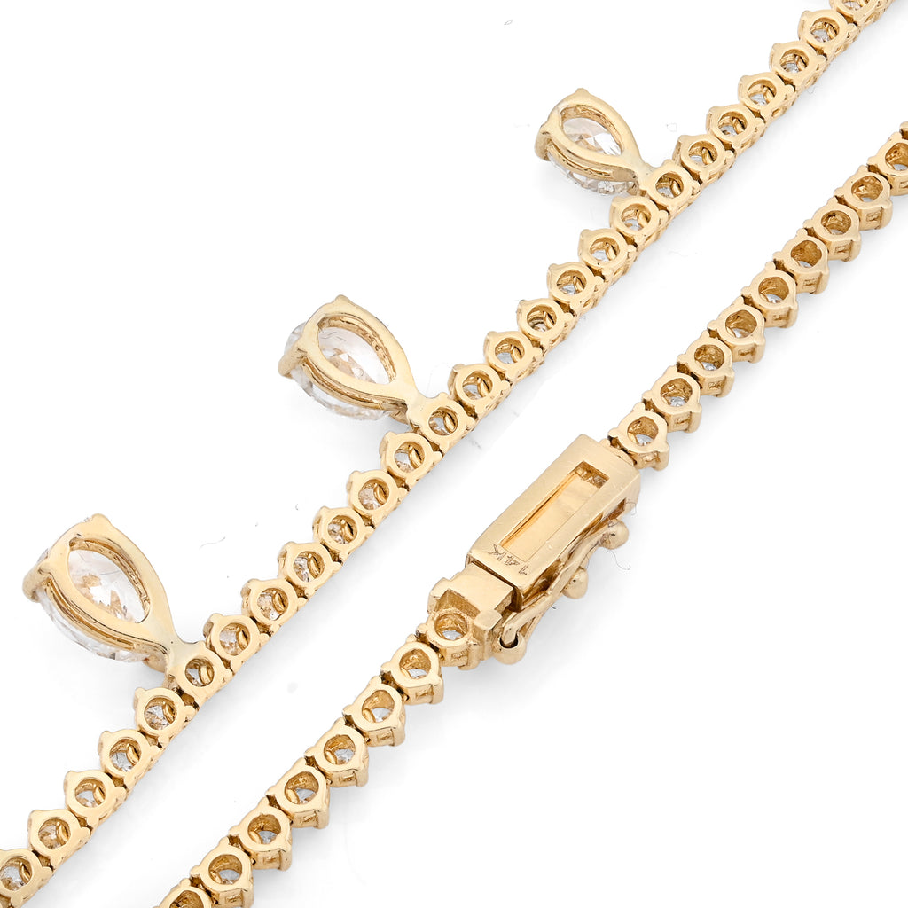 14K Yellow Gold 9.52 CT Lab Diamond Solitaire Tennis Chain 17" Women 18.8 g Necklace
