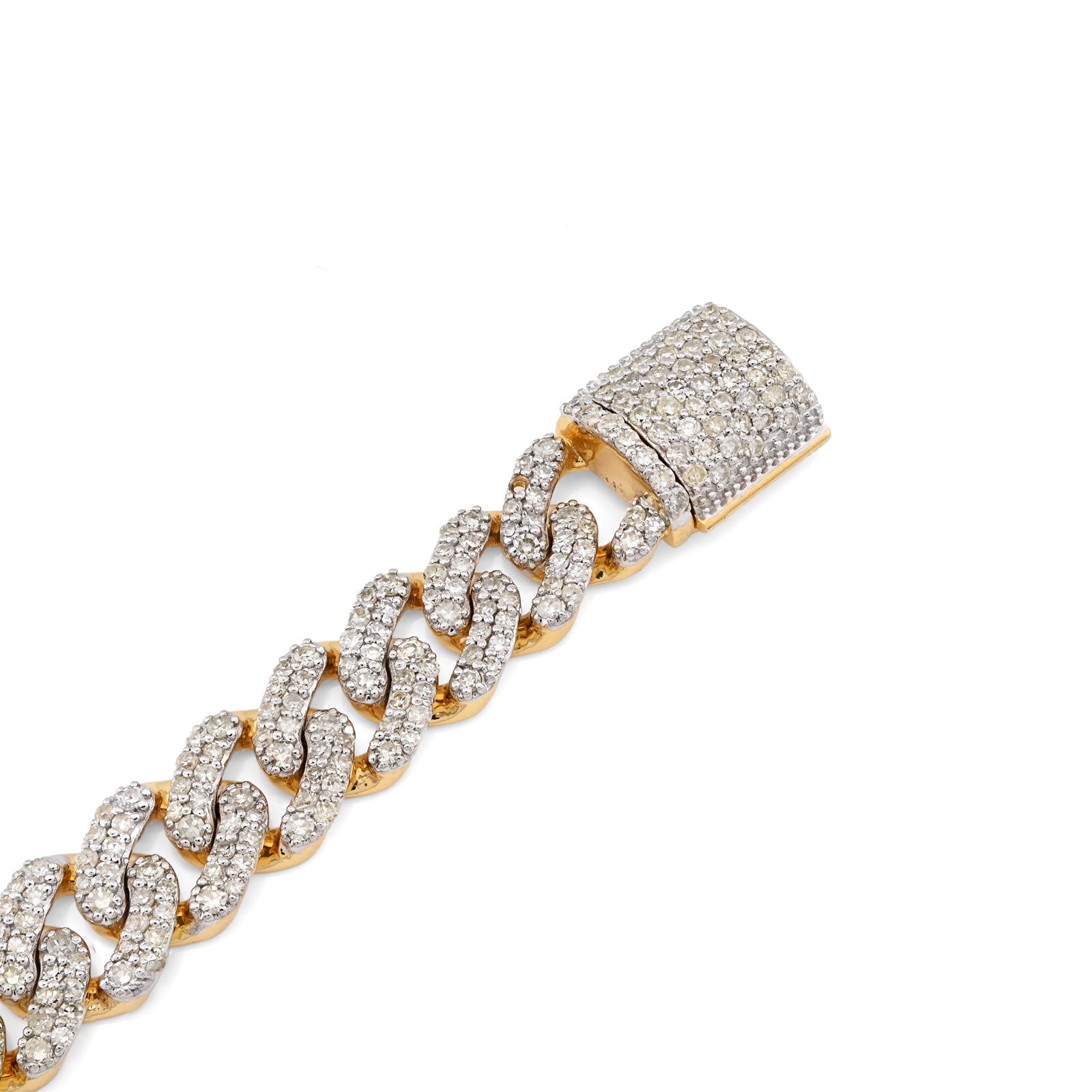 10K Yellow Gold 3.8 CT Natural Diamond Cuban Link Men's Bracelet 8 MM 8"