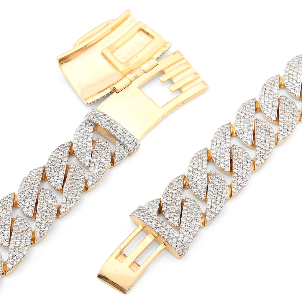 10K Yellow Gold 20.05 CT Natural Diamond 12 MM Cuban Link Necklace 22" Men Chain 73.1 g