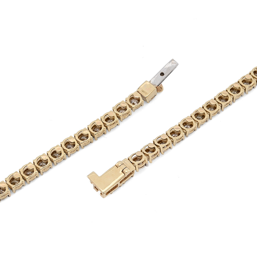10K Yellow Gold 9.50 CT Natural Diamond Illusion Set Tennis Chain 3 MM 24" Men Necklace