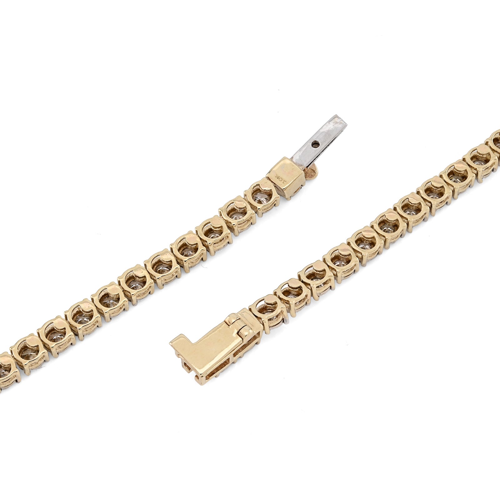 10K Yellow Gold 9.50 CT Natural Diamond Illusion Set Tennis Chain 3 MM 24" Men Necklace