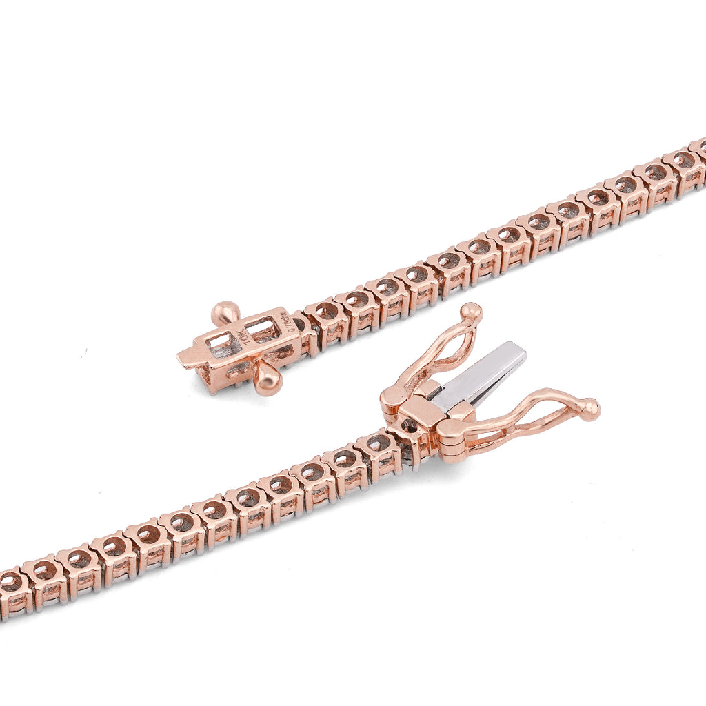 10K Rose Gold 0.78CT Natural Diamond 2.5MM Illusion Tennis Chain 18" Men Women Necklace