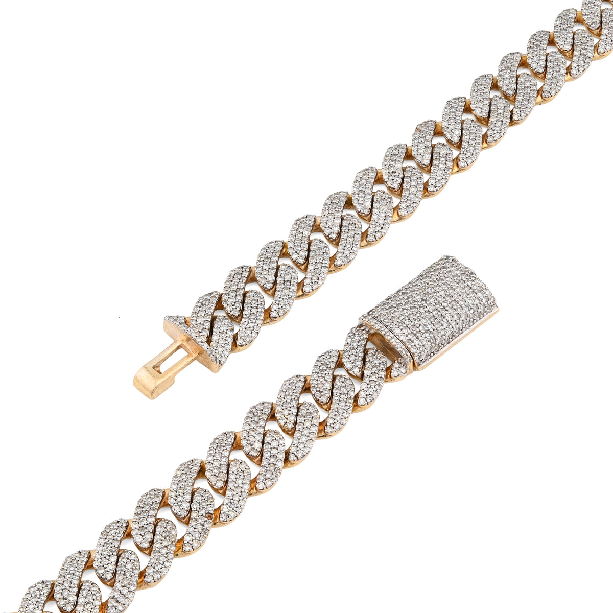 10K Yellow Gold 9.5 CT Natural Diamond Cuban Link Chain 8 MM Men 54.6 g Necklace 22"