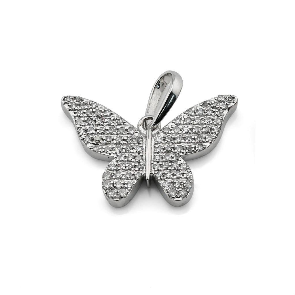 10K White Gold 0.26CT Natural Diamond Butterfly pendant Women Charm