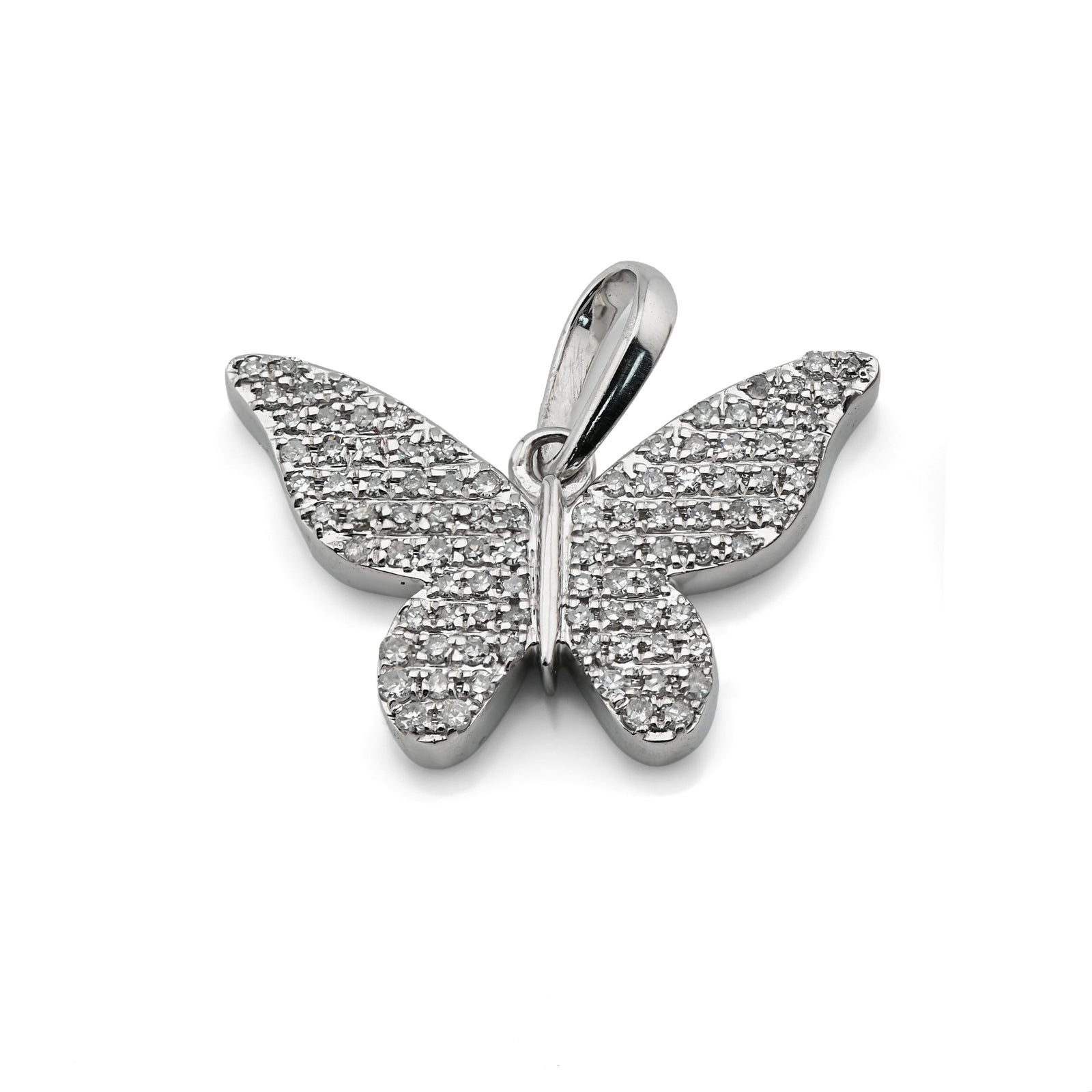 10K White Gold 0.26CT Natural Diamond Butterfly pendant Women Charm