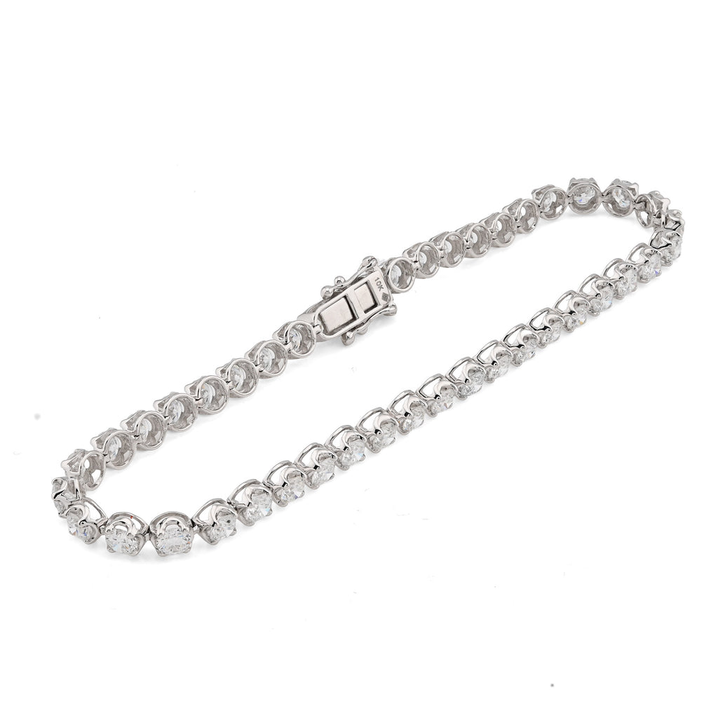 10K White Gold 5CTW Lab Diamond Tennis Bracelet 4MM 7"