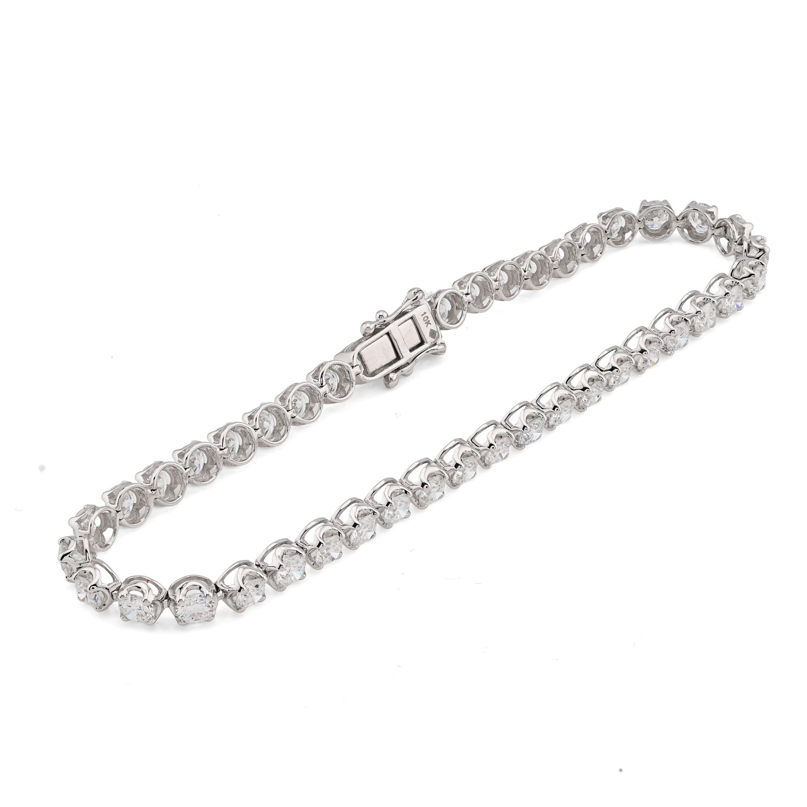 10K White Gold 5CTW Lab Diamond Tennis Bracelet 4MM 7"