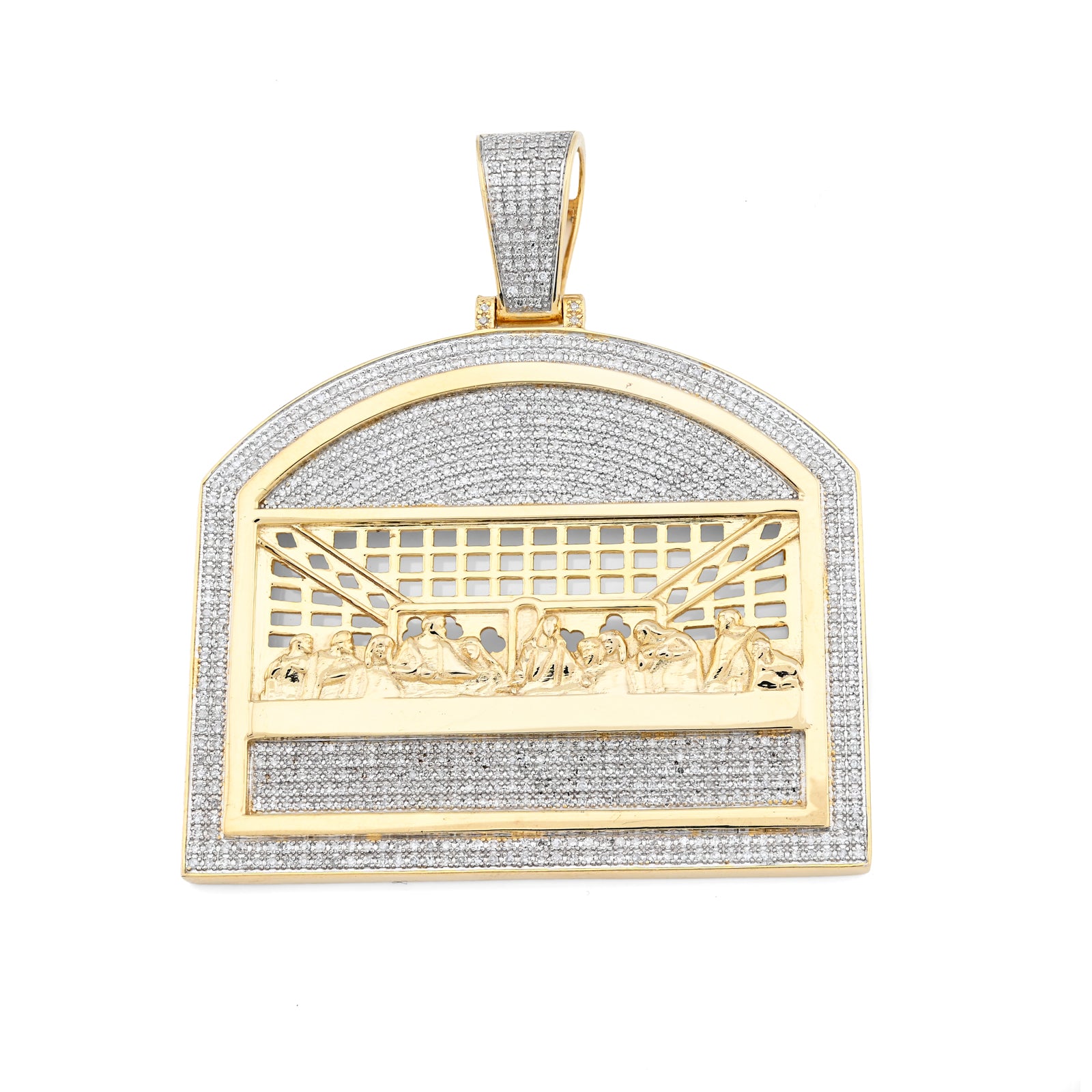 10K Yellow Gold 1040 CTW Natural Diamond Last Supper Pendant 19.9 g Men Charm