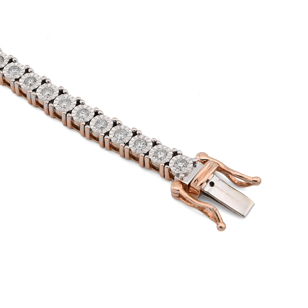 10k Rose Gold 2.5 CT Natural Diamond 7.5" Tennis Bracelet Men Women 18g
