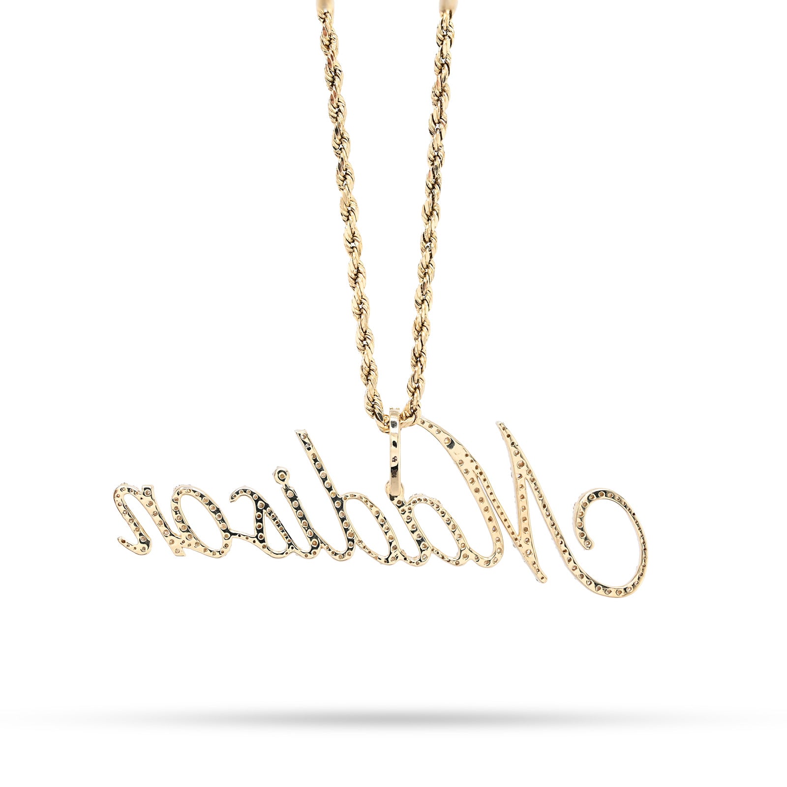 10K Yellow Gold 1.5 CT Natural Diamond "MADISON" Name Pendant 5.0 g Women Charm