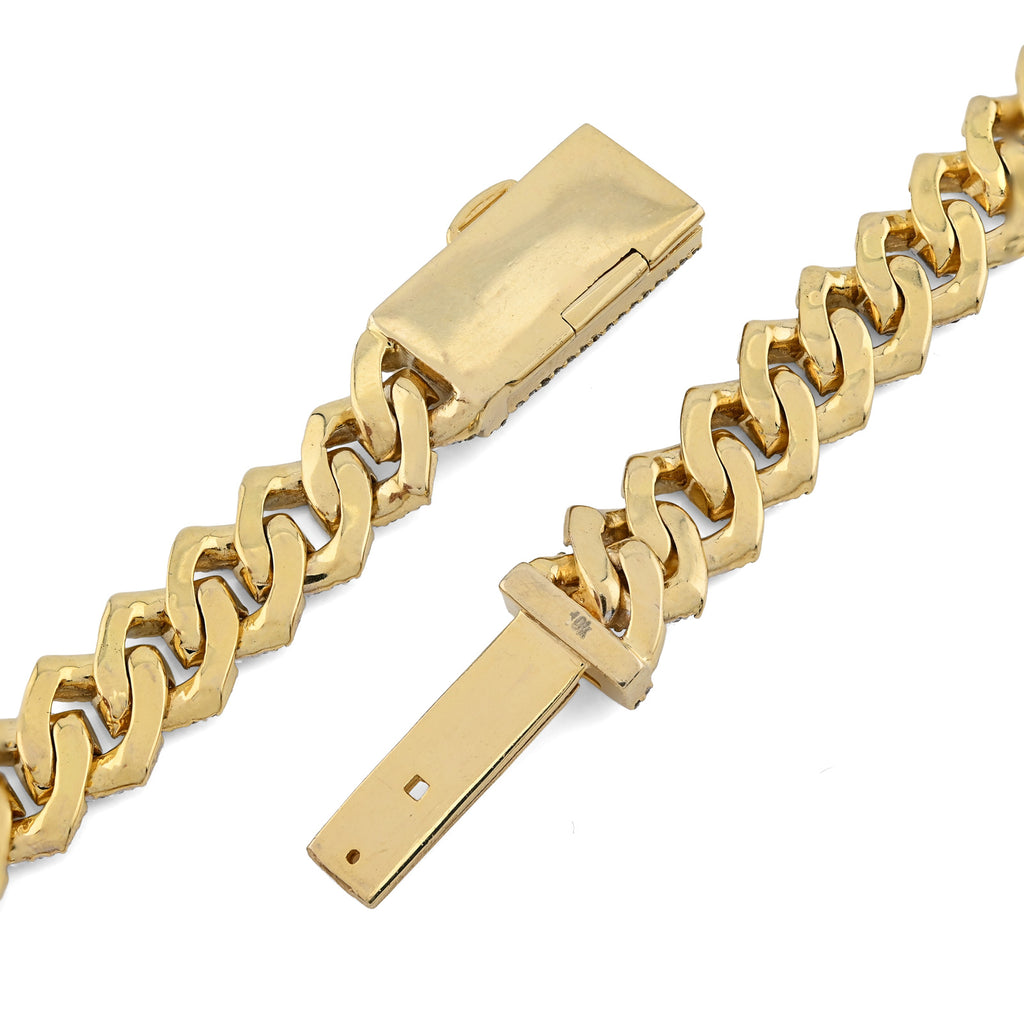 10K Yellow Gold 16.89 CT Natural Diamond Flower Setting Tennis Chain 22" Men's