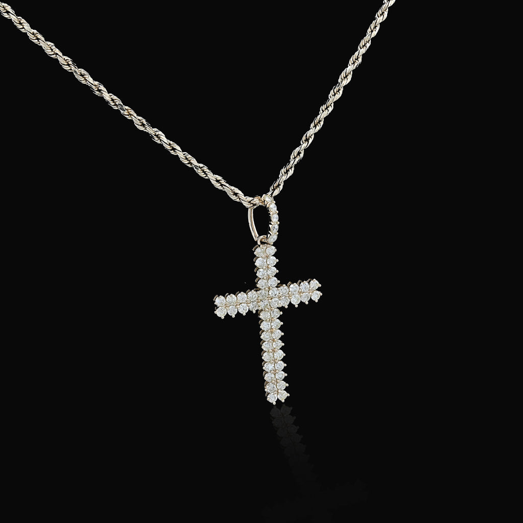 10K Yellow Gold 1.2 CT Natural Diamond Religious Cross Pendant Men Women Charm