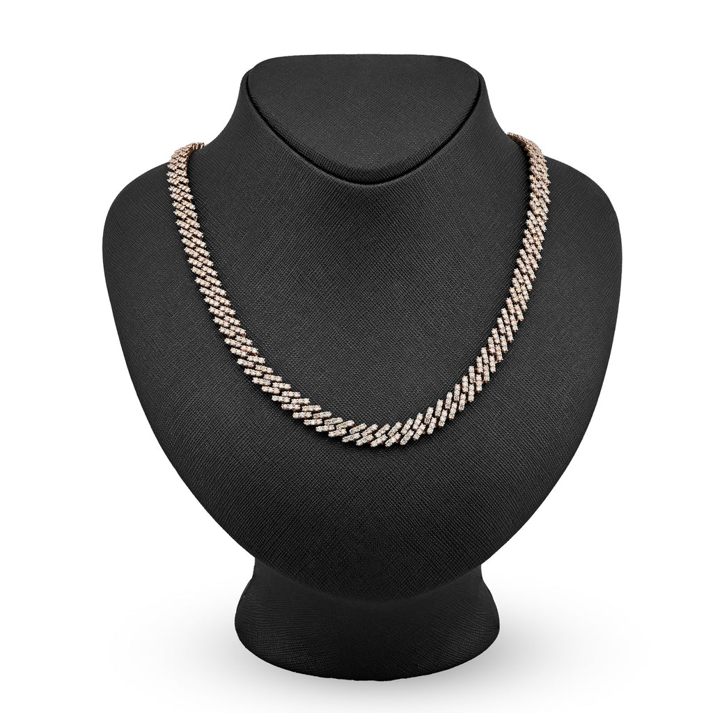 10K Rose Gold 18 CT Natural Diamond 8 MM Cuban link Chain 21" Men Women Necklace