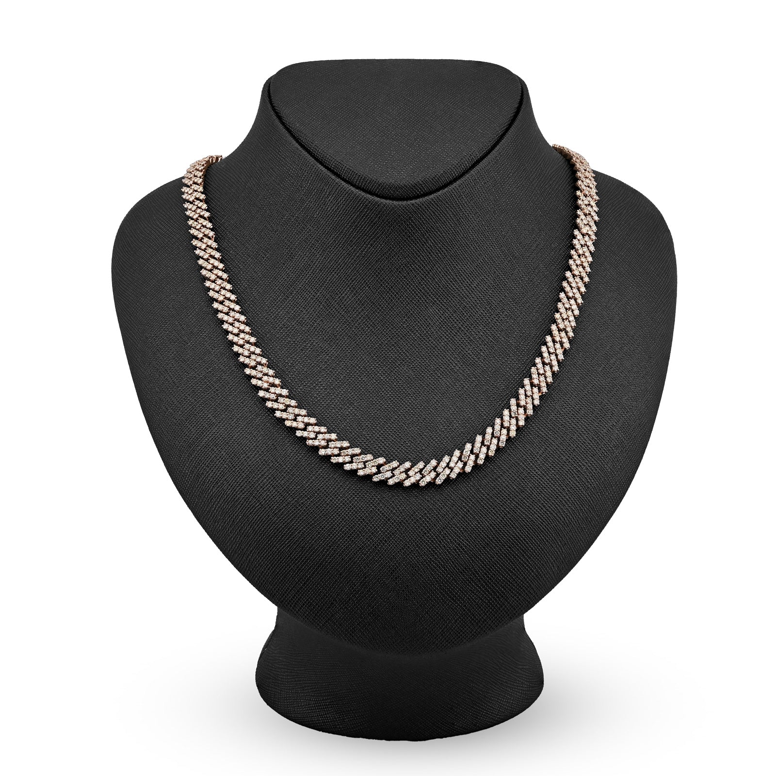 10K Rose Gold 18 CT Natural Diamond 8 MM Cuban link Chain 21" Men Women Necklace