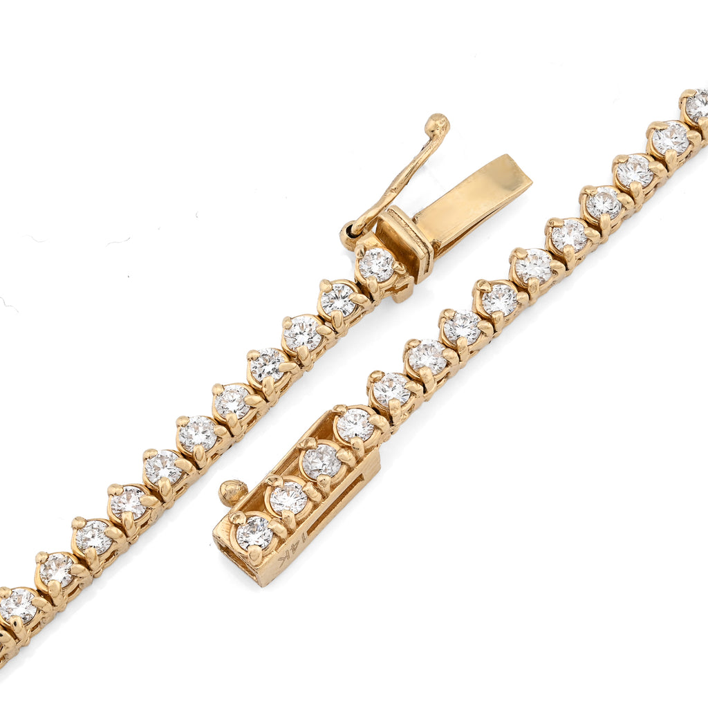 14K Yellow Gold 9.52 CT Lab Diamond Solitaire Tennis Chain 17" Women 18.8 g Necklace