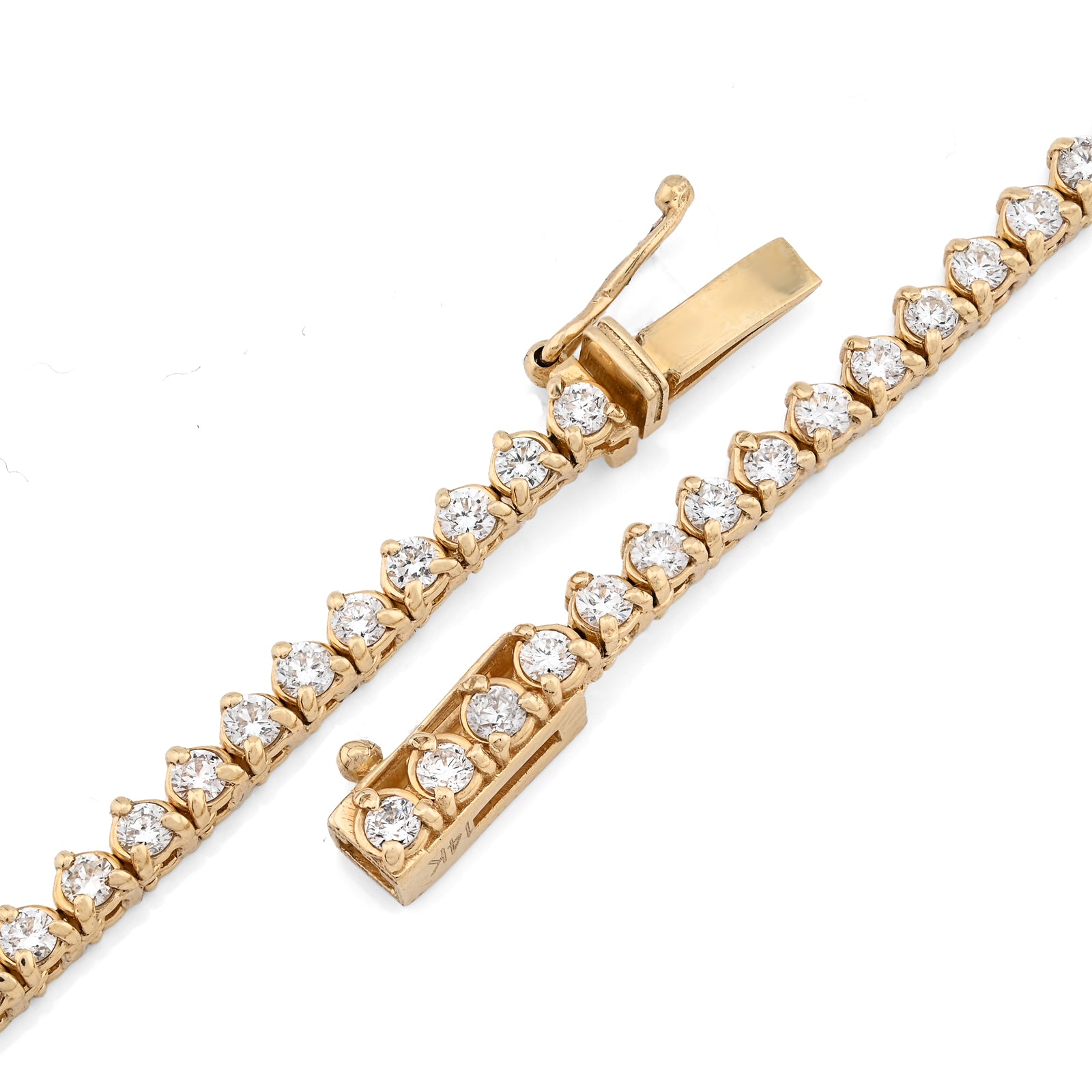 14K Yellow Gold 9.52 CT Lab Diamond Solitaire Tennis Chain 17" Women 18.8 g Necklace