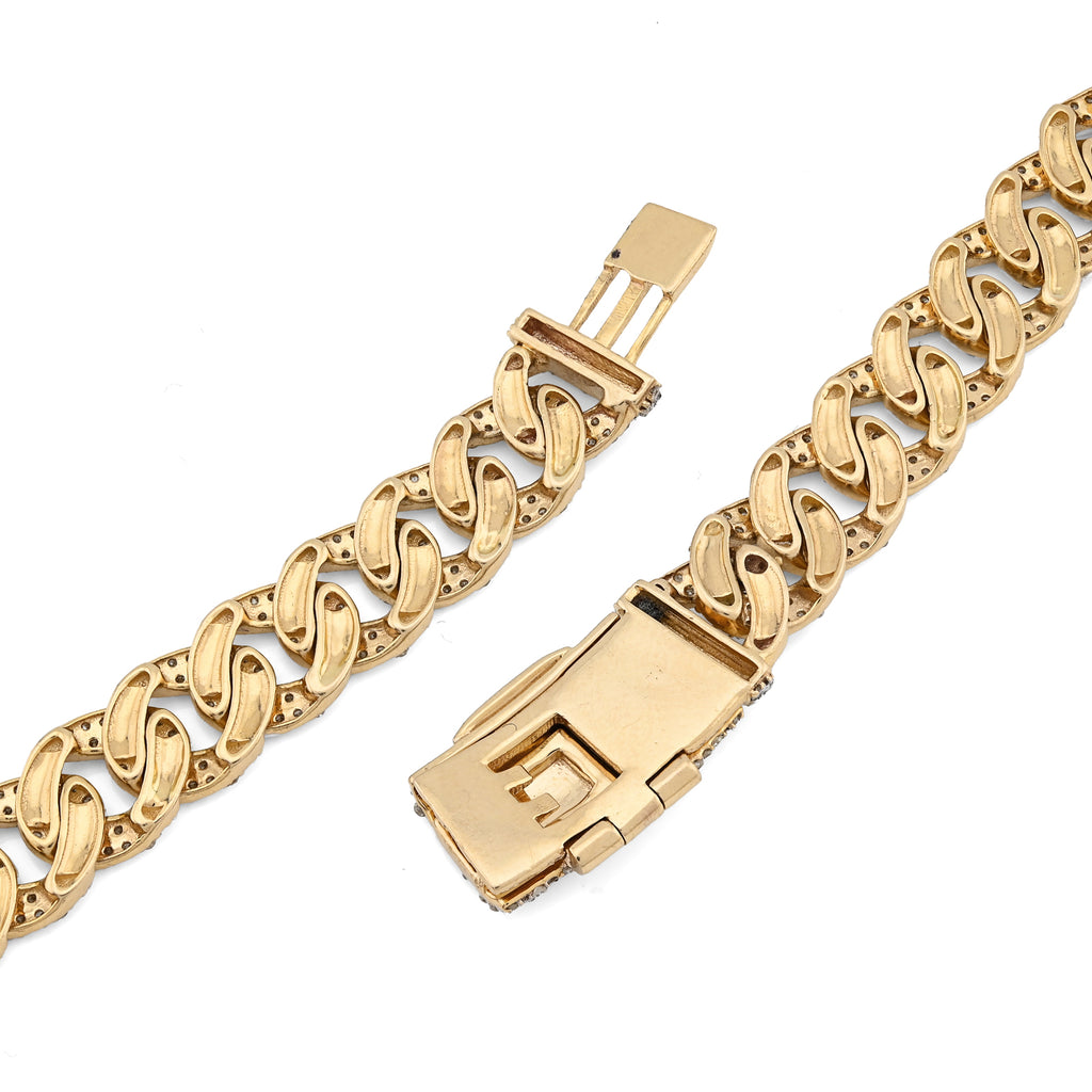 10K Yellow Gold 9 CT Natural Diamond Cuban Link Chain 8 MM Men 20" Necklace