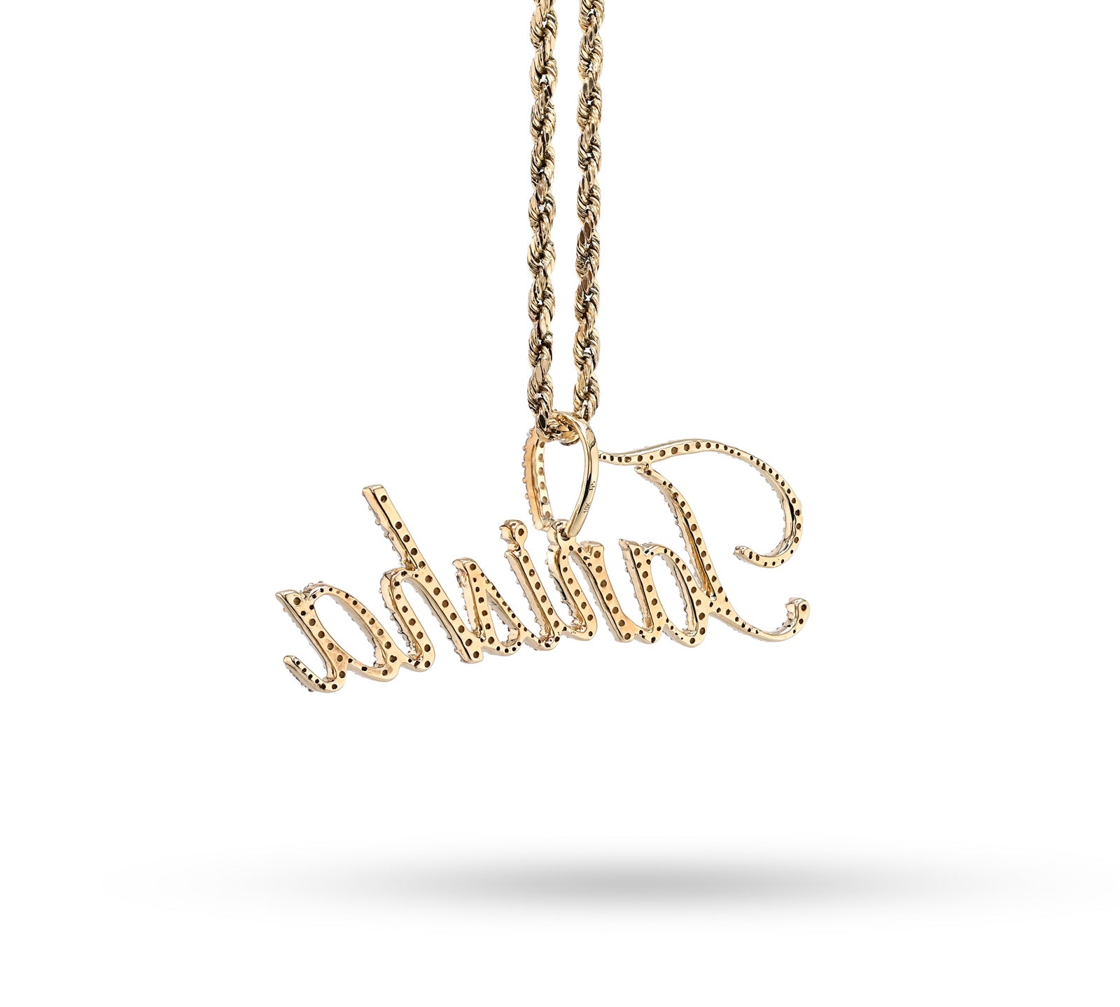 10K Yellow Gold 1.25 CT Natural Diamond "TANISHA" Name Pendant 3.6 g Women Charm