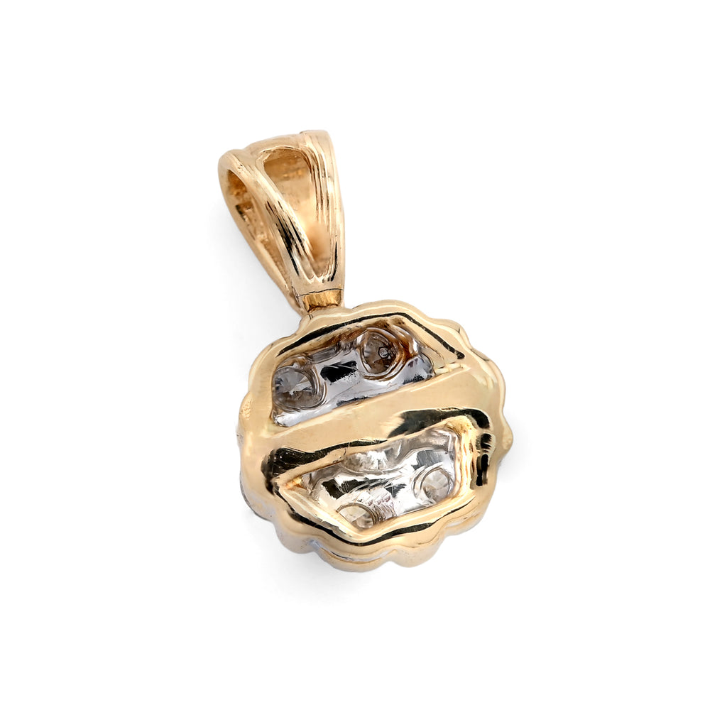 10K Yellow Gold 0.75 CT Natural Diamond Flower Cluster Pendant Box Chain Set
