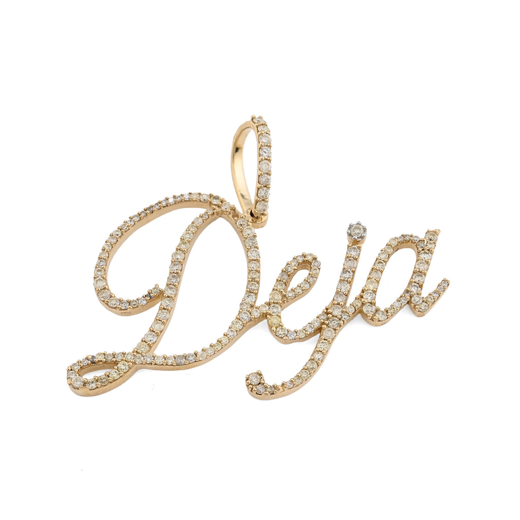 10K Yellow Gold 1 CT Natural Diamond "DEJA" Name Pendant 3 g Charm