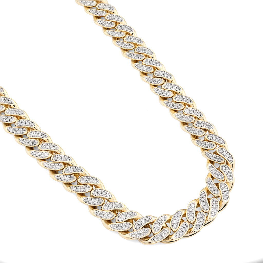 10K Yellow Gold 9.7 CT Natural Diamond Cuban Link Chain 11.5 MM 22" Men Necklace 128.6 g