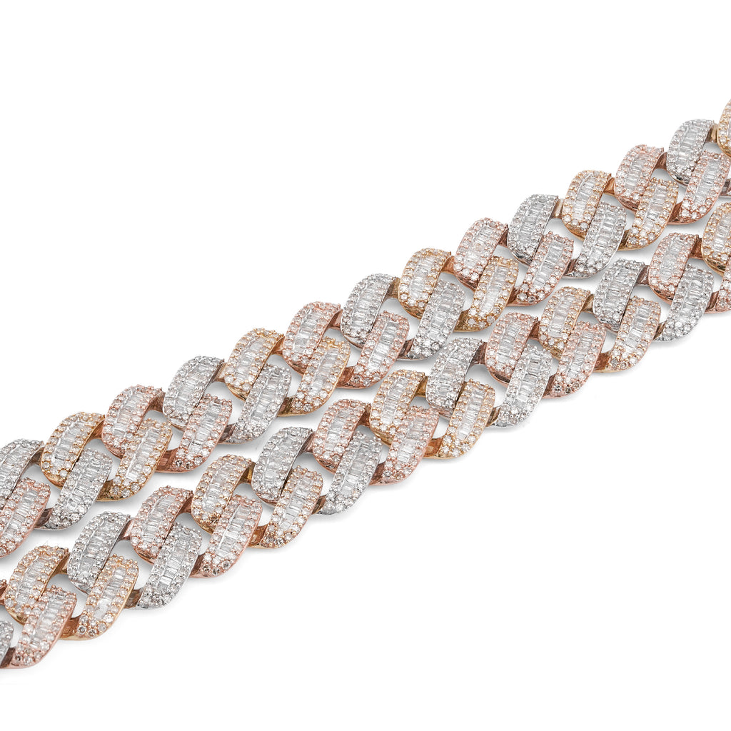 10K Rose Gold 8.60CT Natural Diamond Snake Cuban link Chain 10MM 22" Men Necklace