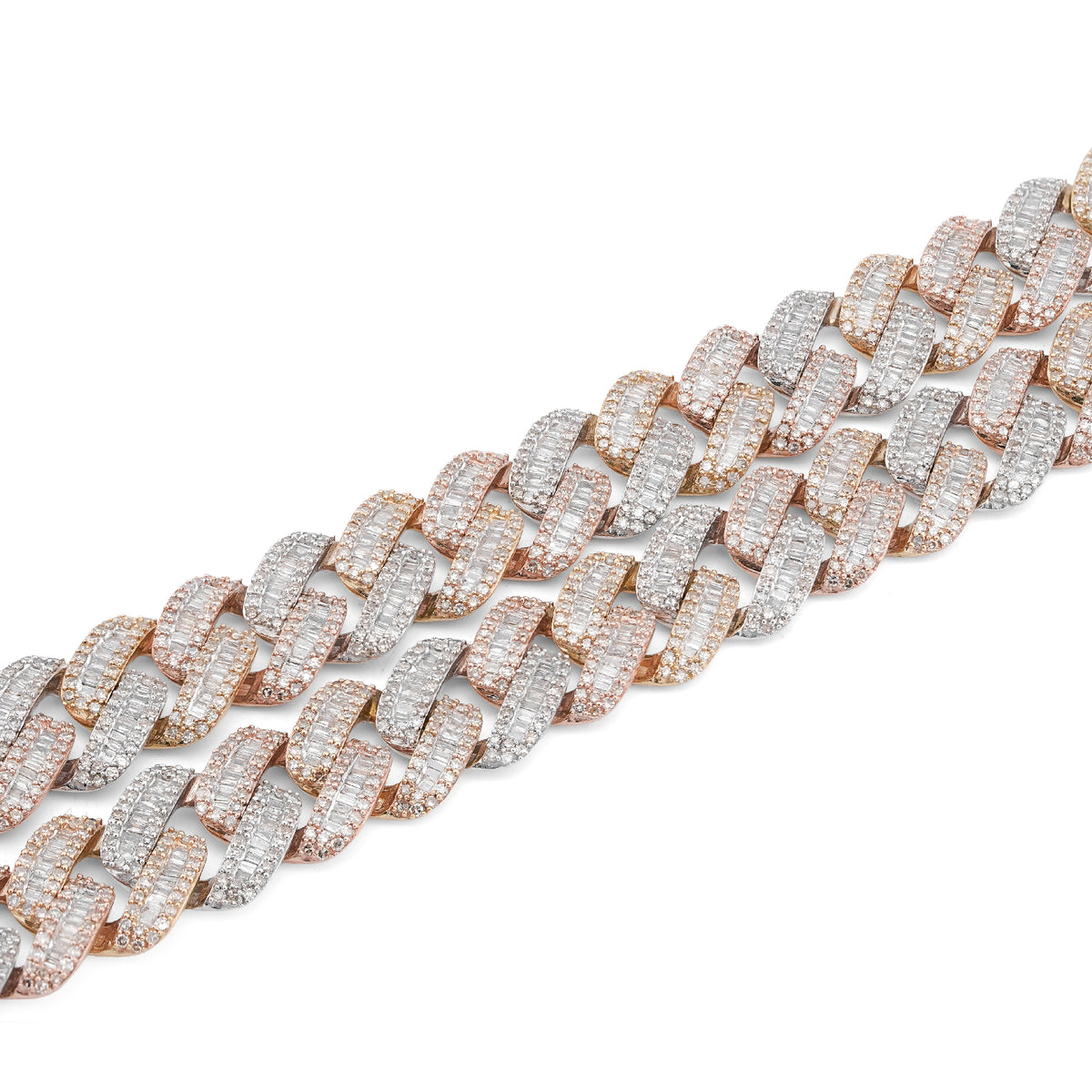 10K Rose Gold 8.60CT Natural Diamond Snake Cuban link Chain 10MM 22" Men Necklace