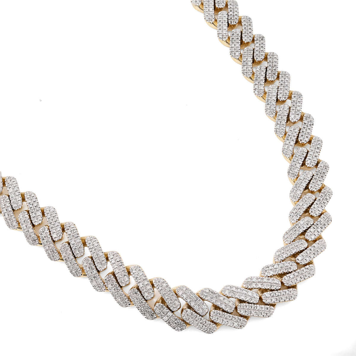 10K Yellow Gold 6.74 CT Natural Diamond 11 MM Cuban Link Chain 18" Men Necklace