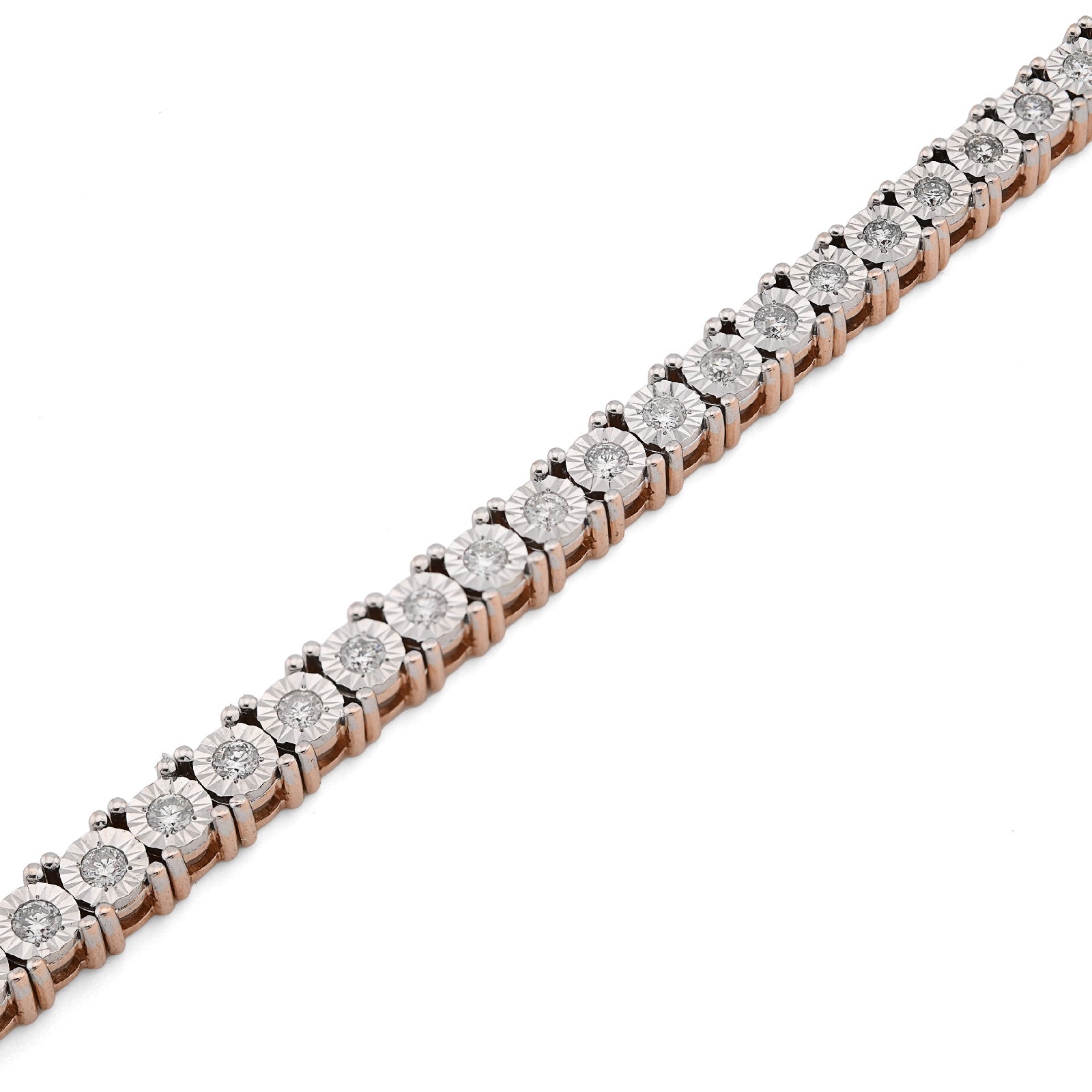 10k Rose Gold 2.5 CT Natural Diamond 7.5" Tennis Bracelet Men Women 18g