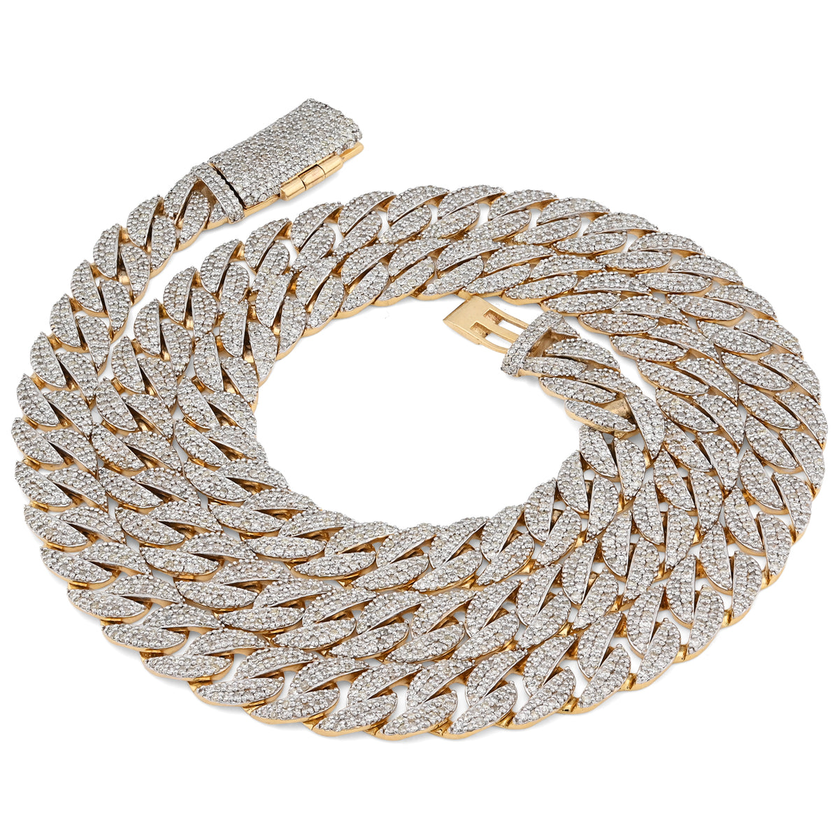 10K Yellow Gold 9 CT Natural Diamond Cuban Link Chain 8 MM Men 20" Necklace