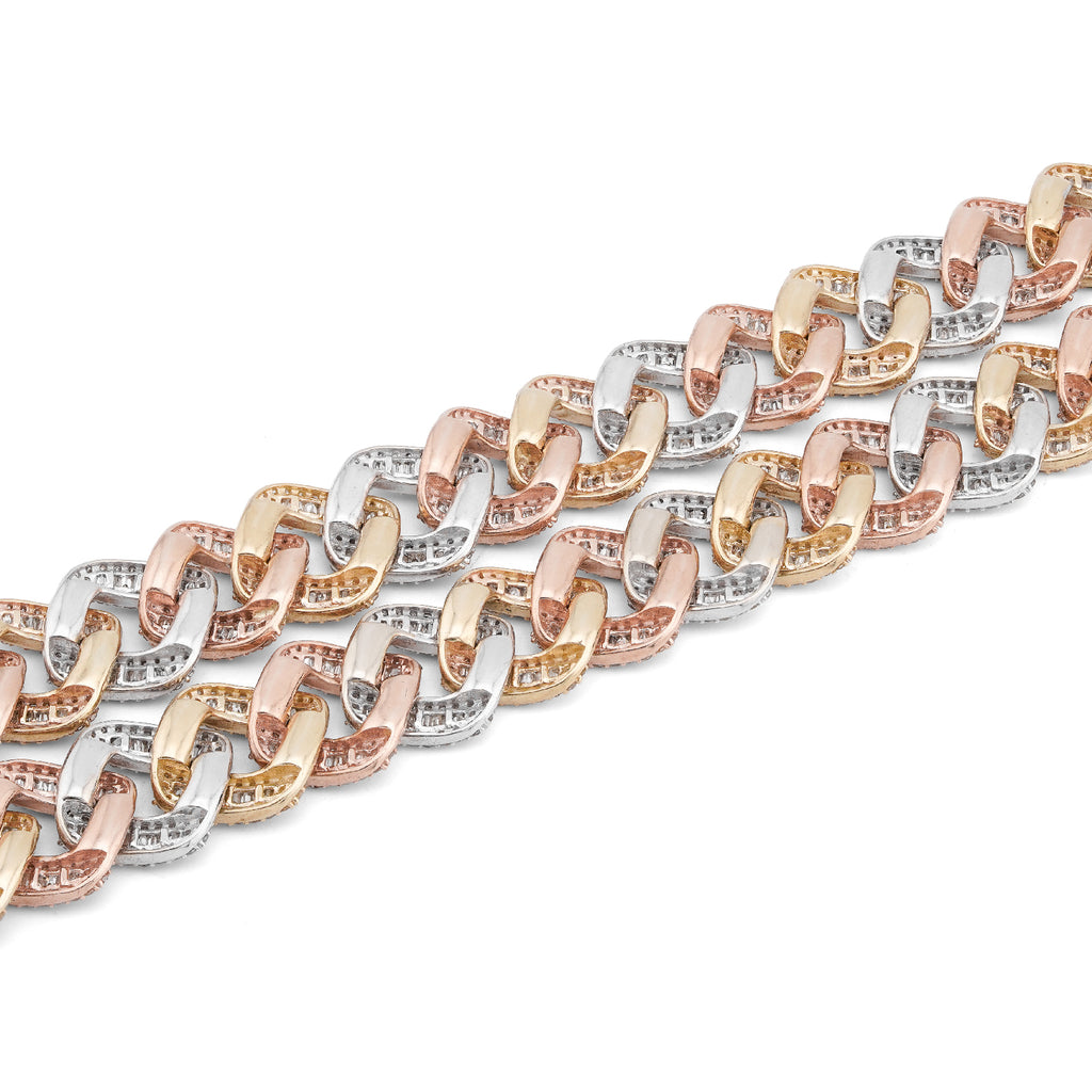 10K Rose Gold 8.60CT Natural Diamond Snake Cuban link Chain 10MM 22" Men Necklace