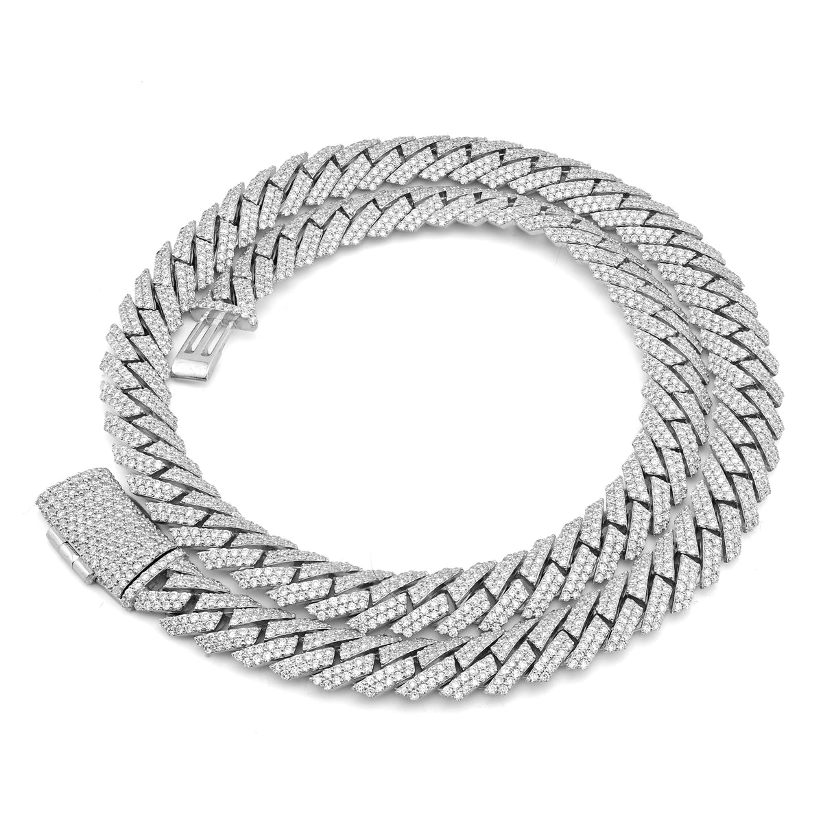 925 27.66CT Lab Diamond 11MM Snake Cuban Chain 21" Men Necklace