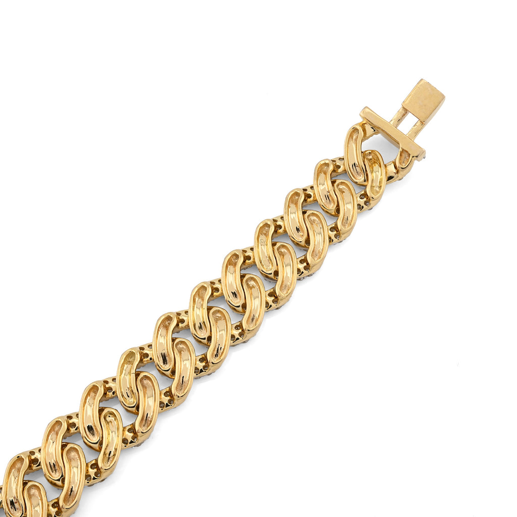 10K Yellow Gold 3.8 CT Natural Diamond Cuban Link Men's Bracelet 8 MM 8"