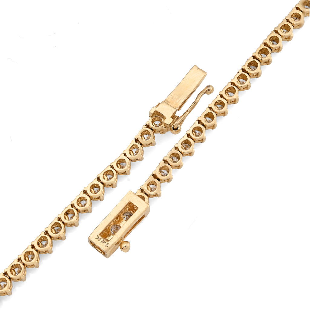14K Yellow Gold 9.52 CT Lab Diamond Solitaire Tennis Chain 17" Women 18.8 g Necklace