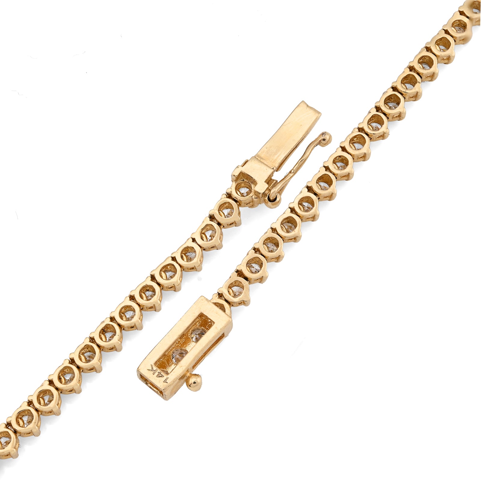 14K Yellow Gold 9.52 CT Lab Diamond Solitaire Tennis Chain 17" Women 18.8 g Necklace