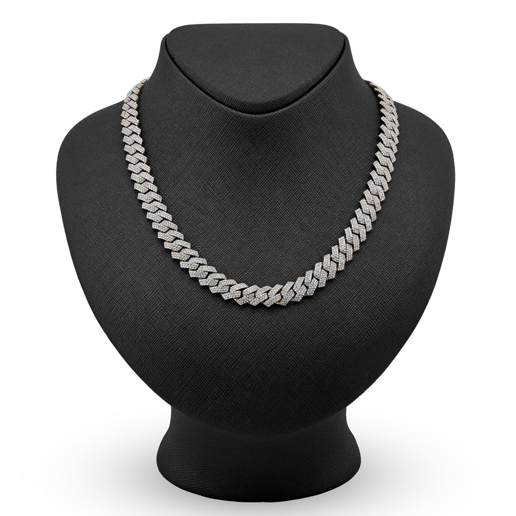 10K Yellow Gold 16.89 CT Natural Diamond Flower Setting Tennis Chain 22" Men's