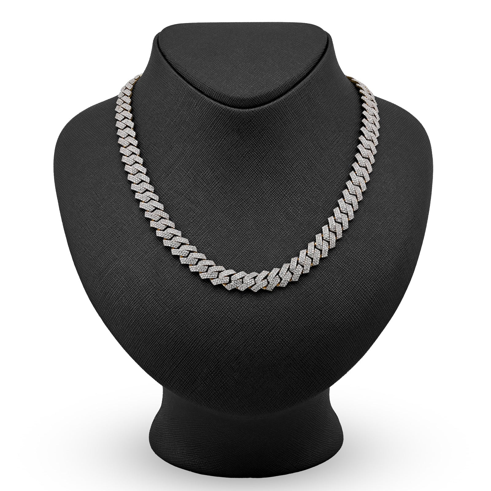 10K Yellow Gold 16.89 CT Natural Diamond Flower Setting Tennis Chain 22" Men's