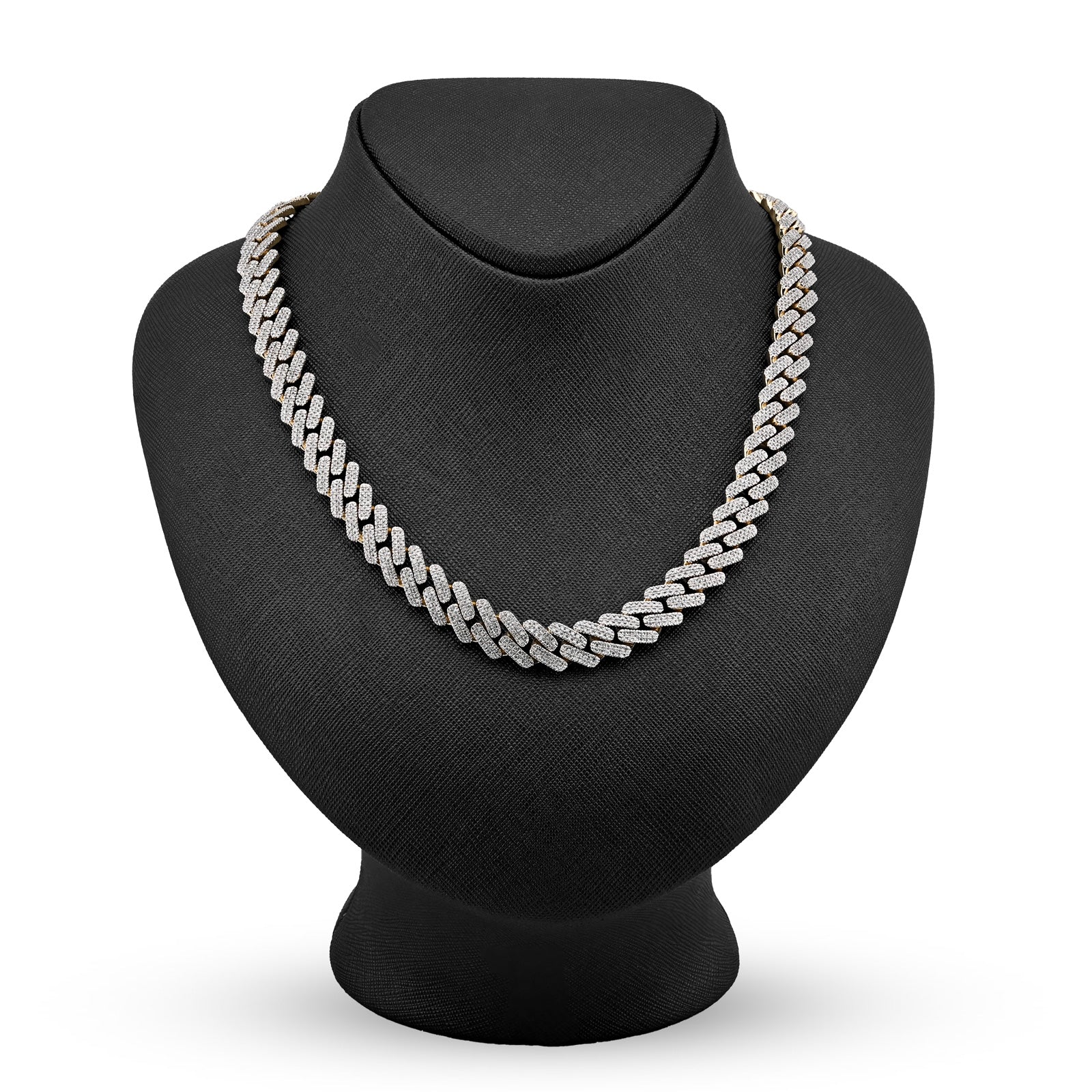10K Yellow Gold 6.74 CT Natural Diamond 11 MM Cuban Link Chain 18" Men Necklace