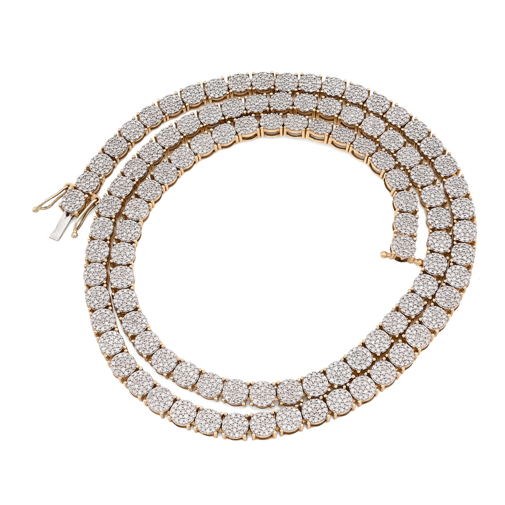 10K Yellow Gold 5 CT Natural Diamond 4.5 MM Tennis Chain 20" Men 21.9 g Necklace