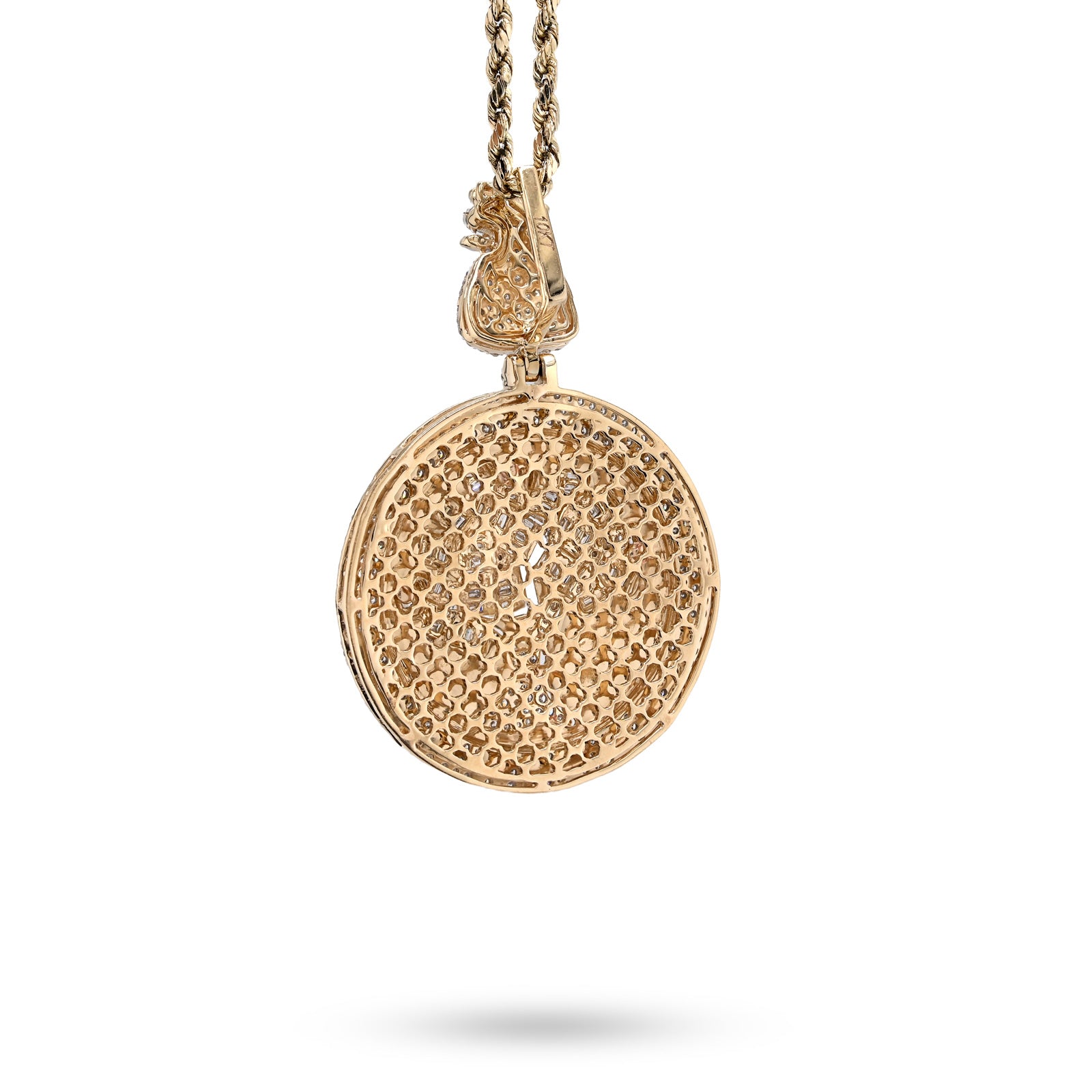 10K Yellow Gold 3.50 CT Natural Diamond Round/Baguette "Forever Rich" $ Tree Pendant 15.4 g Charm