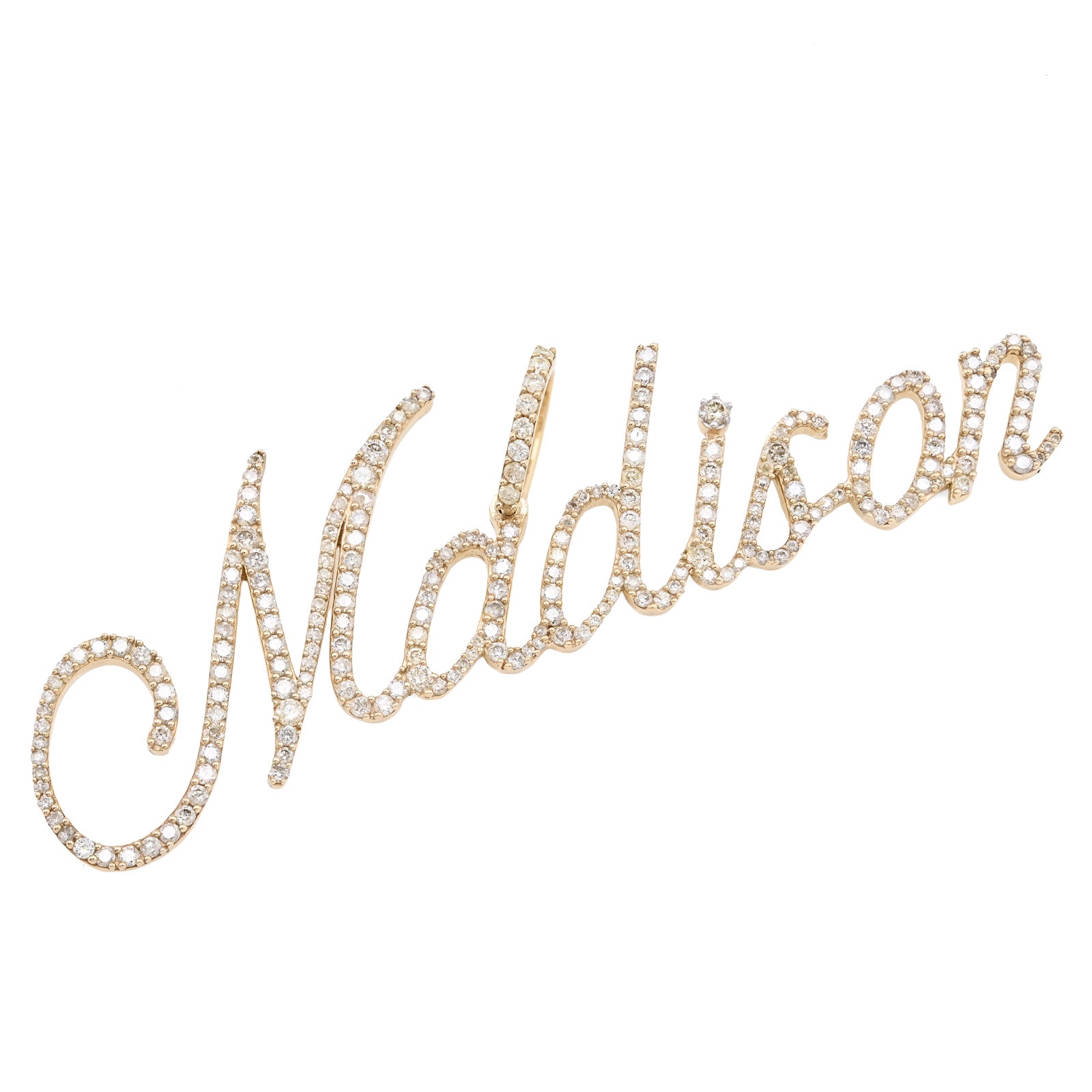 10K Yellow Gold 1.5 CT Natural Diamond "MADISON" Name Pendant 5.0 g Women Charm