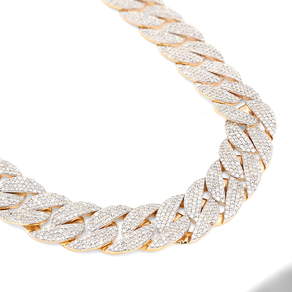 10K Yellow Gold 20.05 CT Natural Diamond 12 MM Cuban Link Necklace 22" Men Chain 73.1 g
