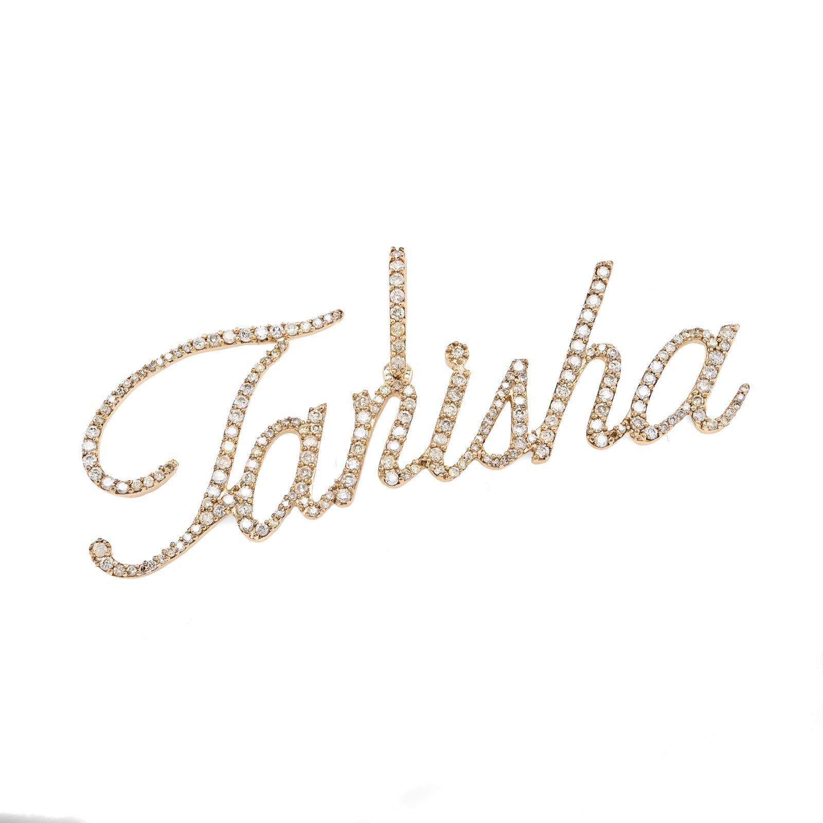 10K Yellow Gold 1.25 CT Natural Diamond "TANISHA" Name Pendant 3.6 g Women Charm