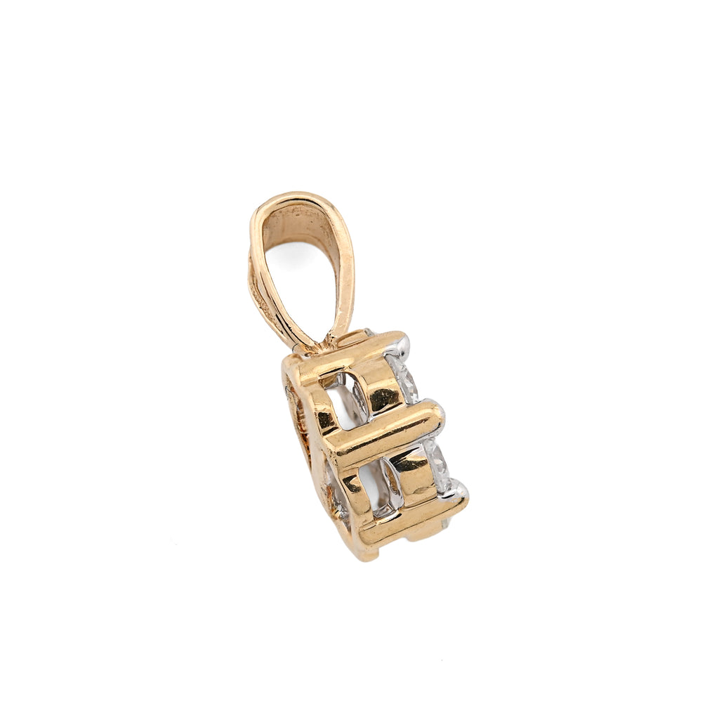 10K Yellow Gold 0.75 CT Natural Diamond Flower Cluster Pendant Box Chain Set
