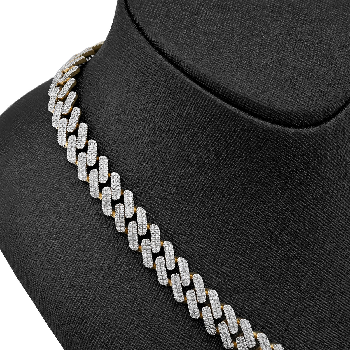 10K Yellow Gold 6.74 CT Natural Diamond 11 MM Cuban Link Chain 18" Men Necklace